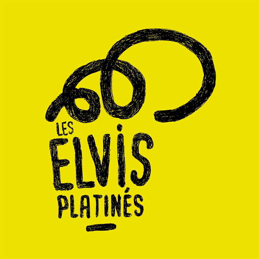 logo noir sur fond jaune - Elvis Platinés
